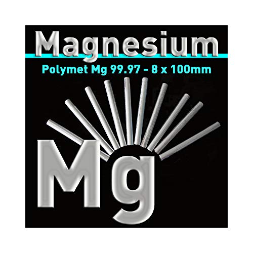 10 Stück Magnesium-Elektroden Ø 8 x 100 mm, Mg rein 99,97%, Magnesiumstab, Stab Stange Anode, Reinmagnesium, Stiftanode