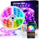 VKH LED Strip 5m, LED Streifen 5m Selbstklebend Bluetooth RGB LED Band mit Fernbedienung und APP, LED Lichterkette LED Beleuchtung Leds für Zimmer Gaming Party