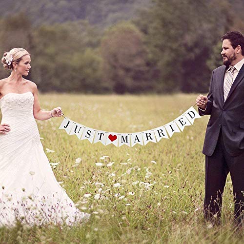 Just Married Wimpelkette Banner Flaggen für Hochzeit Fest Party Brautdusche Junggesellinnenabschied oder Foto Photo Booth Fotografie