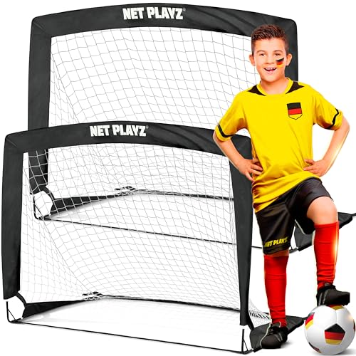 NET PLAYZ Pop-Up-Fußballtore für den Garten oder Park, Fußballtore für Kinder zum Üben, tragbar, 1,2 x 0,9 m (Pair 4x3)