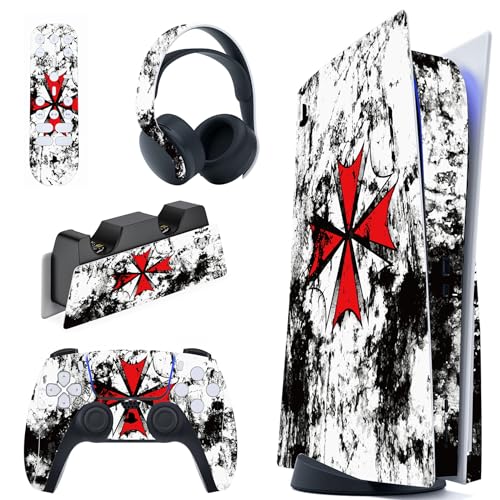 PlayVital Skin für ps5 Konsole Regular Edition,Aufkleber Vinyl-Skin Stickers Schutzfolie Folie für PS5 Konsole,Controller,Ladestation, Headset,Medienfernbedienung-Biological Hazard