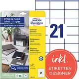 AVERY Zweckform 3481-10 Adressaufkleber (210 Etiketten, 70x41mm auf A4, FSC, bedruckbare Absenderetiketten, selbstklebende Klebeetiketten mit ultragrip, ideal fürs HomeOffice) 10 Blatt, weiß