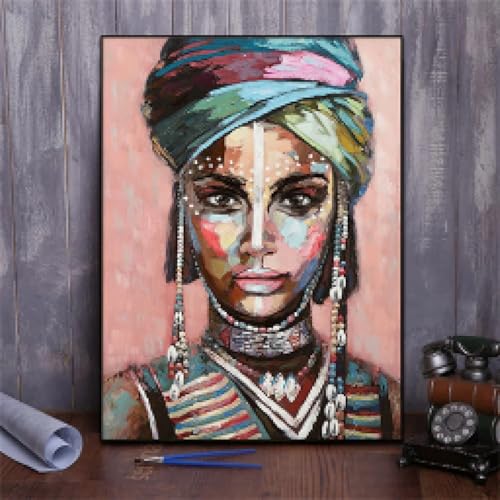 Graffiti-Kunst, afrikanische Frau mit Turban, Gemälde, Wand, Leinwand, Poster, Drucke, Porträtbild für Wohnzimmer, Büro, Heimdekoration, 60 x 90 cm, rahmenlos