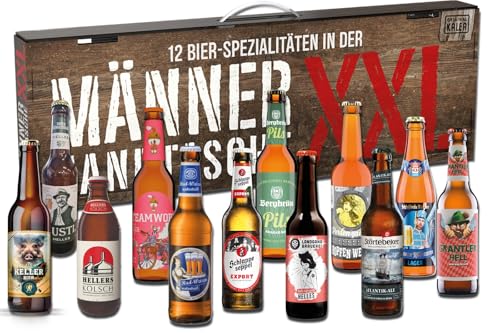 Kalea | XXL Männerhandtasche | 12 x 0,33l Bierspezialitäten aus Privatbrauereien | Biergeschenke für Männer und Frauen