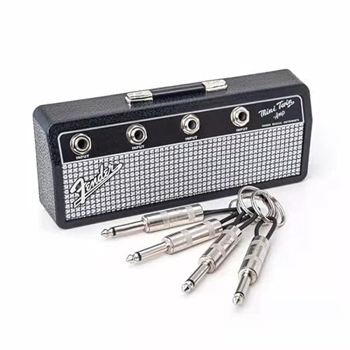 Deluisho Schlüsselbrett Schlüsselhalter Audio Schlüsselanhänger Gitarren-Schlüsselanhänger Wandhalterung Kreative Retro-Schlüsselaufbewahrung mit 4 Gitarrensteckern