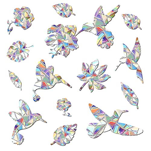 TAKUZA 30 Stück Suncatcher Sticker, Prisma Fensteraufkleber, Vogelschutz für Glasscheiben, Fensteraufkleber Vogelschutz Vogelform, Vogelschutz Aufkleber Fenster, Vogelaufkleber für Fensterscheiben