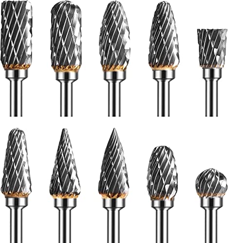 Hartmetall Frässtifte, Wolframkarbid Rotationsfräser Set 3 mm Schaft 6 mm Schleifkopf Schnitzfräser für Holzbearbeitung Carving Metall Polieren Gravieren(10 Stück）