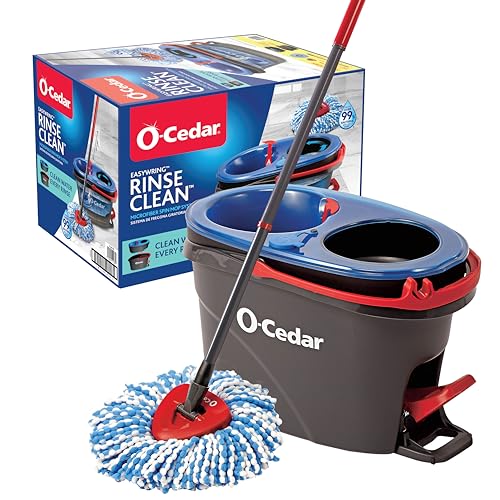 O-Cedar EasyWring RinseClean Mikrofaser-Wischmopp und Eimer, Bodenreinigungssystem, grau