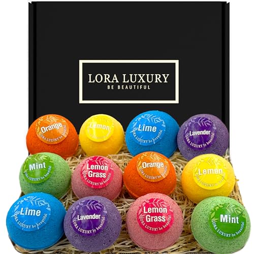 Badebomben Geschenk Set 12er Pack – 12 Sprudelbäder mit rein natürlichen ätherischen Ölen – Geschenk Idee – Shea & Kakaobutter – Natürliche Zutaten