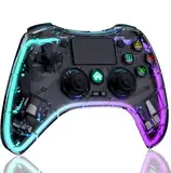 Wireless Controller für PS-4, Game Controller Kompatibel mit PS-4/Slim/Pro/PC mit Turbo/Makro/Dual Vibration/6-Achsen Gyro Sensor/Touchpanel/RGB-LED/Audio Jack, , Präzision und Kontrolle - Weiß