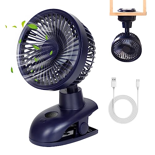 Mursche Ventilator Leise Tischventilator USB: 4 Geschwindigkeiten & 90° Drehung Lüfter Oszillierend 5000mAh Akku Klein Zelt Fan 40dB Mini Blau Tischlüfter für Schlafzimmer Büro Camping Kinderwagen