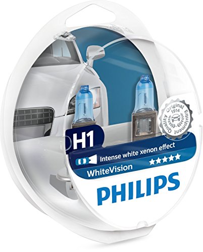 Philips WhiteVision Xenon-Effekt H1 Scheinwerferlampe 12258WHVSM, 2er-Set, Twin box