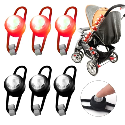 Sporgo LED Kinderwagen Licht 6 Stück: Wasserdichte Kinderwagenlicht LED Silikonleuchten Silikon Buggylicht, Mehrzweck LED Kinderwagen Licht für Alle Kinderwagen, Kinderwagen Beleuchtung