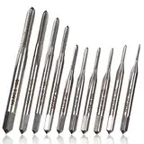 Mesee 10 Stück Mini Handgewindebohrerset, Gewinde Gewindebohrer, M1 -M3.5 Maschine Gewindebohrer Screw Tap Set, Spiralgewindebohrer, Micro Taps Mini Bohrgewindebohrer für Holz, Kunststoff, Metall