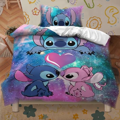 wllqinte Kinder Bettwäsche, Kinderbettwäsche 135x200 + Kissenbezug, Bettwäsche für Kinder Baby, 3D Anime Cartoon Drucken Kinderbettwäsche, Mikrofaser Bettwäsche Set für Jungen Mädchen Schulanfänger