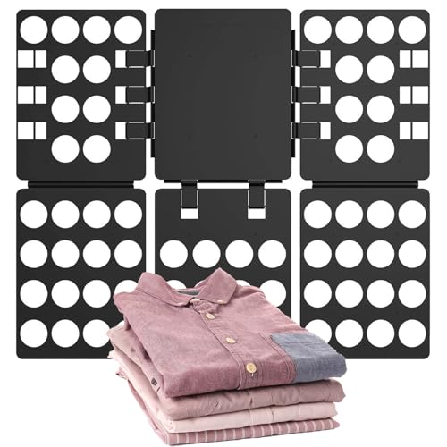 Faltbrett für Kleidung,T Shirt Faltbrett Kinder und Erwachsen,Erwachsene Kleider Hosen Wäsche T-Shirt Organizer,Wäschefalter für T Shirts,Hemden,Flexibel,Schwarz