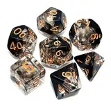 Creebuy DND-Spielwürfel-Set für Dungeon und Dragons, D&D, Rollenspiele, Pathfinder, Brettspiele, polyedrische Würfel in transparenten Schwarztönen mit Wolkendesign, 7-teilig