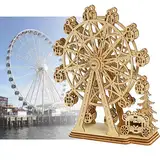 WDEC Holzpuzzle Erwachsene 3D Holz Puzzle Modell, Modellbau Holzbausatz, DIY Holzpuzzle Modellbausatz Bastelsets für Erwachsene - Geschenk zum Geburtstag (Riesenrad)