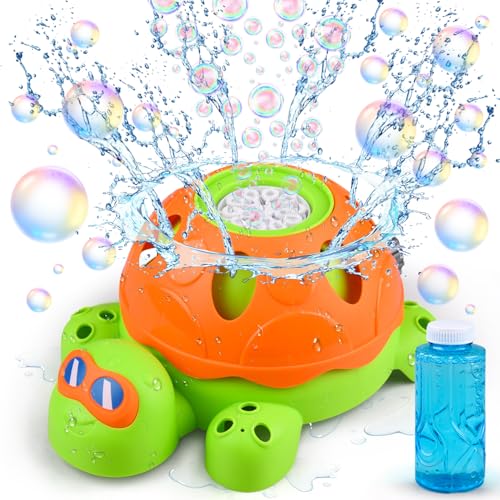 Auney Wasserspielzeug Kinder Outdoor Spielzeug ab 3-8 Jahre,Sommer Wassersprüh Schildkröte Sprinkler mit Seifenblasen Feuerwerk,Outdoor Spiele für Kinder Wasserspiel Gartenspielzeug Kinder Draußen