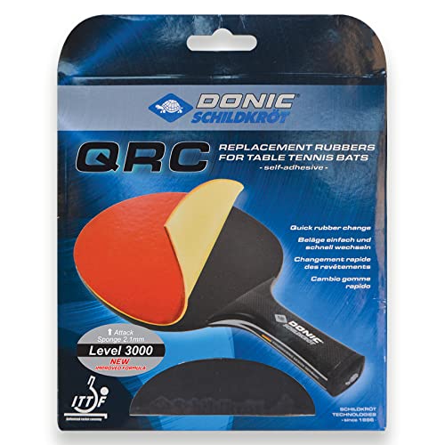 Donic-Schildkröt Tischtennis Ersatzbelag QRC Level 3000 Energy - Spieltyp: Attack, schwarz/Rot, M