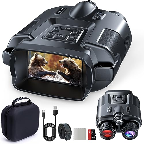 TKWSER Nachtsichtgerät, 4K 8X Digital Zoom Infrarot Nachtsicht Fernglas, 5000mAh Wiederaufladbares, 600M Visuelle Entfernung, 3" TFT UHD Nachtsichtgeräte，für Jagd Camping mit 32GB TF-Karte