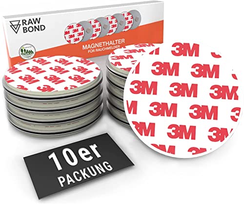 [10x] RAWBOND® Magnethalterung Rauchmelder - Praktischer Rauchmelder Magnethalter mit extra starkem Halt - Universelle Magnetbefestigung für Rauchmelder an verschiedensten Oberflächen