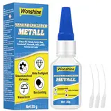 Sekundenkleber für Metall, Metallkleber Extra Stark, Wasserfester und Hitzebeständiger, mit Anti-Trocknungsspitze, für Stahl, Zink, Aluminium und mehr, 30 g