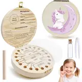 Shengruili Zahnbox Holz Milchzähne Box,Milchzahndose,Zahnbox für Milchzähne,Milchzahndose Mädchen,Aufbewahrungsbox für Baby-Zähne,Zahnschachtel Milchzähne