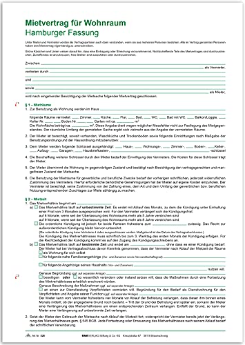 RNKVERLAG 526 - Mietvertrag für Wohnraum Hamburger Fassung, 12 Seiten, Format DIN A4, 1 Stück