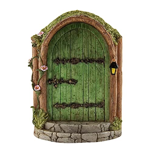 Feentür Wichteltür, Hölzerne Feen Türen für Garten Elfen Tür Miniatur Yard Ornamente für Garten Yard Bäume Stil H
