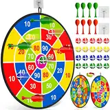 Doloowee 29 Zoll Dartscheibe Kinder 74cm, Kinder Spielzeug Doppelseitige Dartscheibe mit 20 klettballspiel wurfspiel Kinder Bälle, 8 Darts, Indoor Outdoor Spiele für Kinder Geschenke für