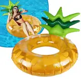 LATERN Ananas Aufblasbarer Pool Schwimmring, 95CM Gummi Aufblasbares Schwimmfloß Riesiger Schwimmring für Wasserspaß Aufblasbarer Pool-Schlauch für Schwimmbad Wassersport Sommer Strand Party