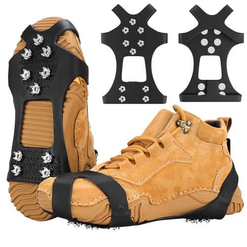 Spikes für Schuhe Winter, HQCM Antirutsch Schuhspikes Steigeisen für Bergschuhe Outdoor Schuhkrallen Spikes für Wanderschuhe L