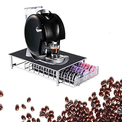 KingSaid Kapselschublade zur Aufbewahrung von 60 Kapseln Tassimo Kapselhalter Schublade Kaffeekapselhalter Kapselspender Halter Kapselständer Kaffeekapseln Schubladenbox mit Anti Vibration rutschfeste