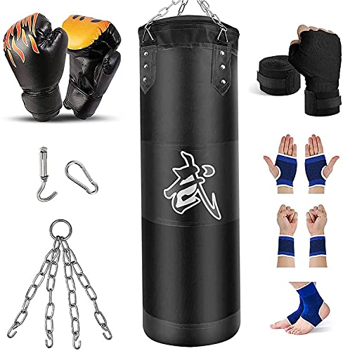 Prorobust Schwerer Boxsack für Erwachsene Jugendliche Kinder Ungefüllter Boxsack Set mit Boxhandschuhen, Wraps, Kette, Deckenhaken für MMA, Kickboxen, Muay Thai, Karate, Taekwondo…