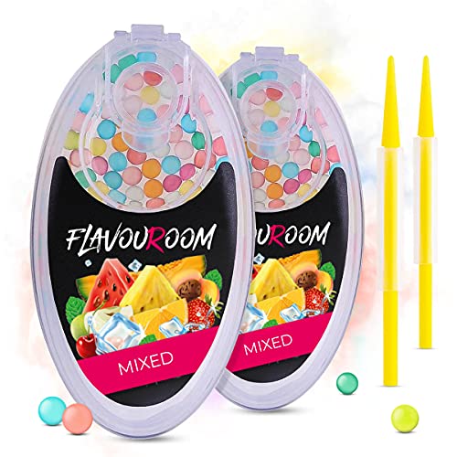 Flavouroom - Premium Mixed Kapseln 200er Set | DIY Gemischte Geschmacksrichtungen Filter für unvergesslichen Flavour Geschmack | inkl. Box zur Aufbewahrung der aromatischen Click Kugeln