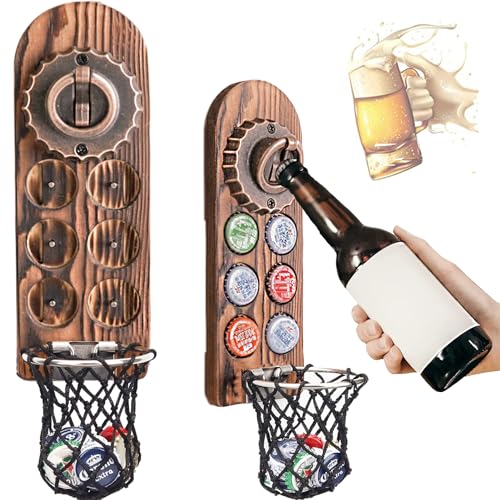 Bieröffner Wand mit Kronkorken Sammler, Magnetischer Flaschenöffner Wand, Wandflaschenöffner mit Auffangbehälter, Bier Geschenke für Männer, Papa, Ehemann, Bar Zubehör für Hause, Freien (Stil 6)