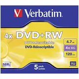 Verbatim DVD+RW 4x Speed 4,7GB Jewel Case 5er Pack DVD-Rohlinge