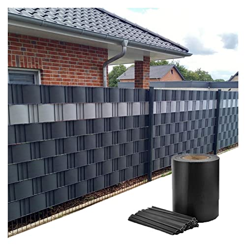 LXLIGHTS Privacy Screen Fence Strips, PVC Weatherproof Privacy Protection Film with Mounting Clips for Outdoor Garden Patio Balcony Screening, 28 Sizes (Color : Black, Size : 19cmx5m)