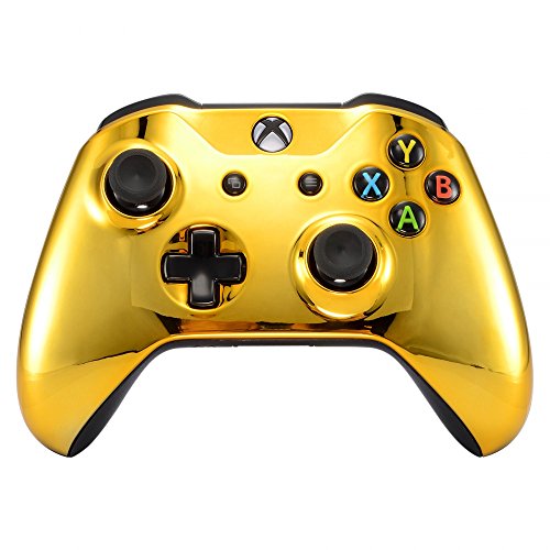 eXtremeRate Oberschale Hülle Case für Xbox One S&X, Custom Schutzhülle Glossy Skin Cover Schale Gehäuse Shell Ersatzteile für Xbox One S/X Controller Modell 1708(Chrome Gold)