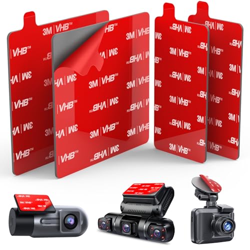 volport 4 Stück 3M Klebepads Dash Cam Doppelseitige Hitzebeständig Extra Stark Rechteck 3M Klebeband VHB Selbstklebend für Windschutzscheibe Dashcam Kamera GPS Handyhalterung GoPro