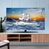 32-85 Zoll Hülle Bezug Für Fernsehen Schutzhülle Für LCD, LED TV Küstenlandschaft Displayschutzfolie TV/PC Abdeckung Bildschirmschutz Weiches Polyestergewebe Innendekoration(Color:color9,Size:75i