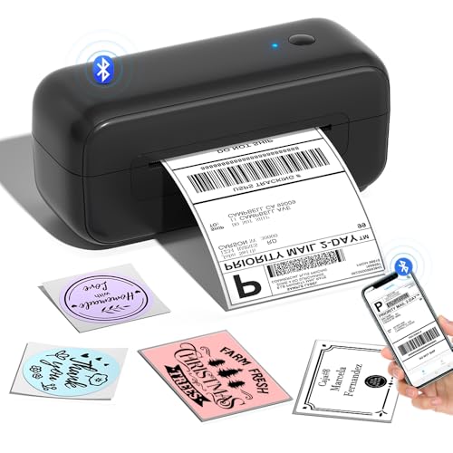 Phomemo Bluetooth DHL Etikettendrucker, Labeldrucker 4x6 Versandetiketten Drucker für Phone/PC, Etikettendrucker Bluetooth Label Printer für Amazon, Etsy, Shopify, Royal Mail, DHL, FedEx-Schwarz