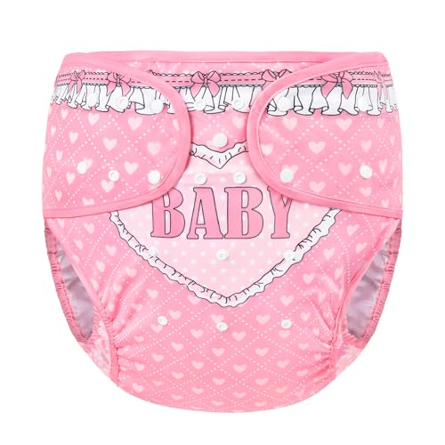 LittleForBig Waschbarer Verstellbarer Wiederverwendbarer Wasserdichter Stoffwindel Überhose Bezug für Erwachsene Einheitsgröße - Blushing Baby