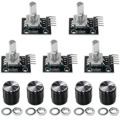 GIAK KY-040 Rotary Encoder Modul Drehgeber 5 Stück 360 Grad Drehgeber Drehwinkelgeber Mit Druckknopf Für Automobilelektronik Multimedia-Audio