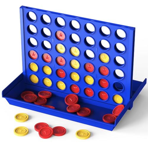 Pup Go 4 Gewinnt Standard-Größe, Familie Brettspiele für Kinder & Erwachsene ab 3 Jahren, Pädagogisches Strategiespiel Spielzeug, Tragbares Reisespiel für 2 Spieler, Faltbares Design mit 6 Ersatzchips