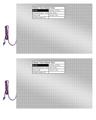 30,5 x 45,7 cm Wohnmobil-Tankheizkissen 12 V DC, 2 Stück Wassertank-Heizkissen mit konstanter Temperatur-Heizplatte, Verwendung mit bis zu 50 Gallonen Süßwasser