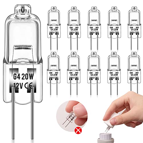 Unnderwiss halogenlampen （10 Stück） halogen leuchtmittel 12V 20W 2800K G4 Glühbirne Warmweiß Dimmbare Halogenbirne Als Ersatz für Kristallkronleuchter, Schilderleuchten, Küchenbeleuchtung usw.