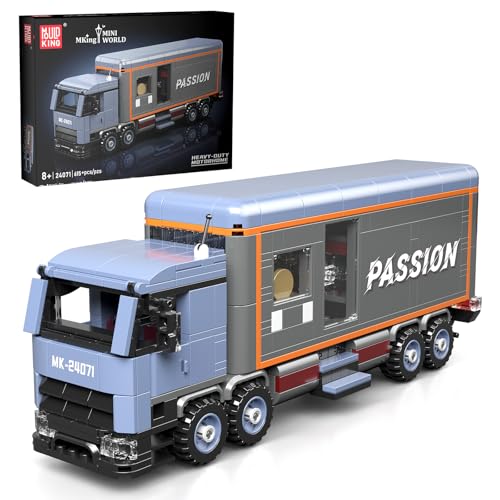 Mould King 24071 Klemmbausteine LKW Modellbausatz Bausteine Container LKW Wohnmobil Bausatz MOC Sammelmodell Geschenke für 8+ Kinder und Erwachsene (615 Teile)