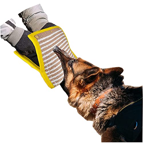 NW Hundebeißkissen Sleeve Jute Wedge Zerrspielzeug Haustier Training Arm Schutz Sleeve Safe Beißmatte für K9 Schutzhund Arbeit Hund Junge Hunde Welpe Spielen Training mit 3 bequemen & starken Griffen